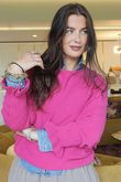 Conrad Batwing Ruffle Cuff Knit Hot Pink
